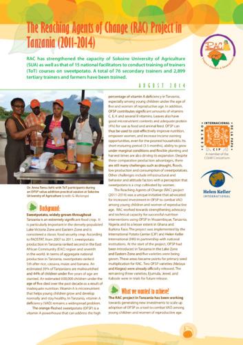 The Reaching Agents of Change (RAC) Project in Tanzania (2011-2014)