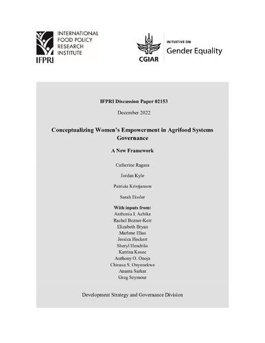 Conceptualizing women’s empowerment in agrifood systems governance: A new framework