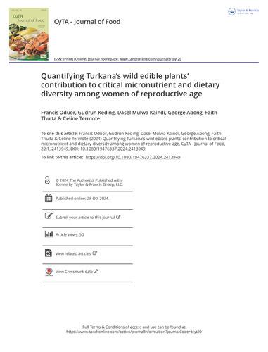 Quantifying Turkana’s wild edible plants’ contribution to critical micronutrient and dietary diversity among women of reproductive age