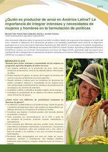 ¿Quién es productor de arroz en América Latina? La importancia de integrar intereses y necesidades de mujeres y hombres en la formulación de políticas