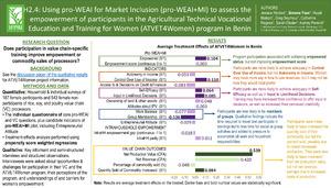 TH2.4: Using the pro-WEAI for market Inclusion (pro-WEAI+MI) to assess the empowerment of participants in the Agricultural Technical Vocational Education and Training (ATVET) for women program in Benin