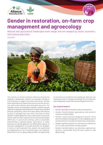 Gender in restoration, on-farm crop  management and agroecology