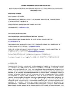 Reducción del uso y desarrollo de resistencia de plaguicidas en el cultivo de arroz y frijol en Colombia, Venezuela y Ecuador : Informe final proyecto FONTAGRO FTG-438/2005