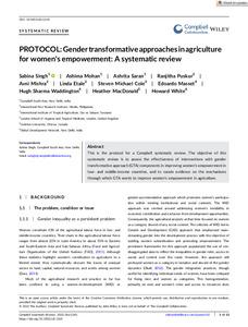 PROTOCOL: Gender transformative approaches in agriculture for women's empowerment: a systematic review