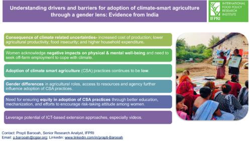 Understanding drivers and barriers for adoption of climate- smart agriculture through a gender lens: Evidence from India
