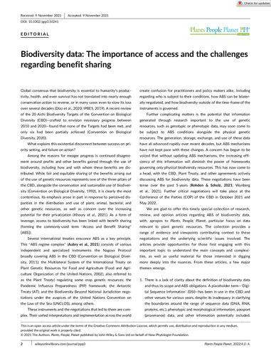 Biodiversity data: The importance of access and the challenges regarding benefit sharing