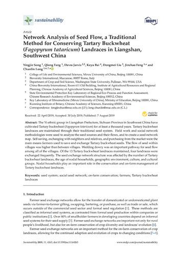 Network analysis of seed flow, a traditional method for conserving tartary buckwheat (Fagopyrum tataricum) Landraces in Liangshan, Southwest China