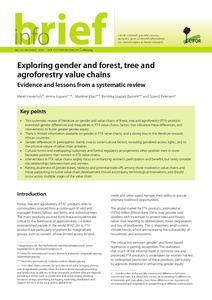 Exploring gender and forest, tree and agroforestry value chains: Evidence and lessons from a systematic review