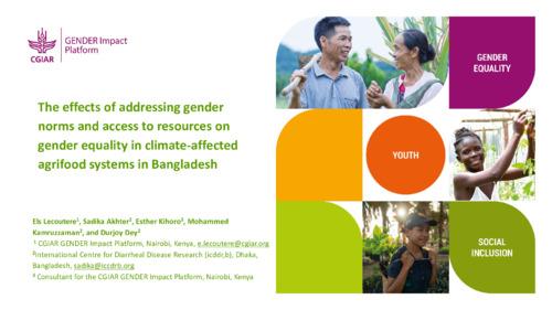 The effects of addressing gender norms and access to resources on gender equality in climate-affected agrifood systems in Bangladesh