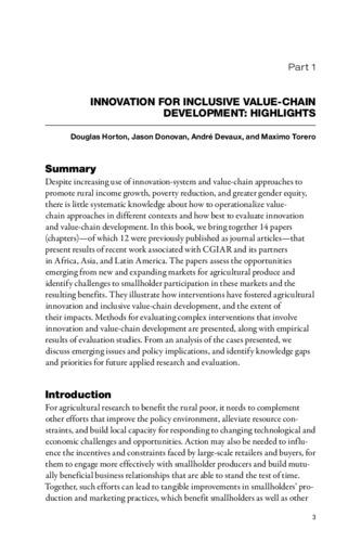 Innovation for Inclusive value-chain development: Highlights