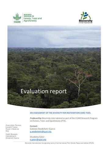 Evaluation report: An assessment of the Diversity for Restoration (D4R) Tool