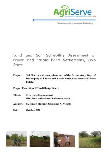 Land and soil suitability assessment of Eruwa and Fasola farm settlements, Oyo State