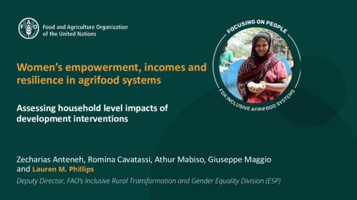 Women’s empowerment, incomes and resilience in agri-food systems