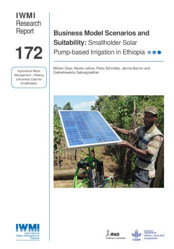 Business model scenarios and suitability: smallholder solar pump-based irrigation in Ethiopia. Agricultural Water Management – Making a Business Case for Smallholders