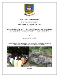 Local participation in transboundary water resources management: the case of Limpopo Basin Zimbabwe