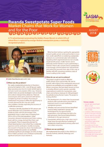 Rwanda Sweetpotato Super Foods Market Chains that Work for Women and for the Poor