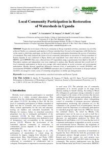 Local community participation in restoration of watersheds in Uganda