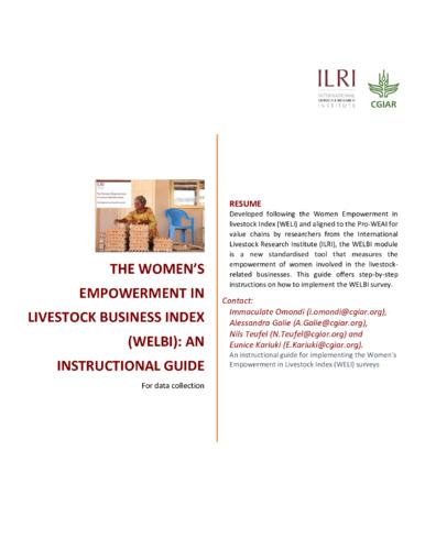 The Women’s Empowerment In Livestock Business Index (WELBI): An Instructional Guide