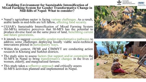 Enabling environment for Sustainable Intensification of Mixed Farming System for gender transformative change in mid-hills of Nepal: What to consider?