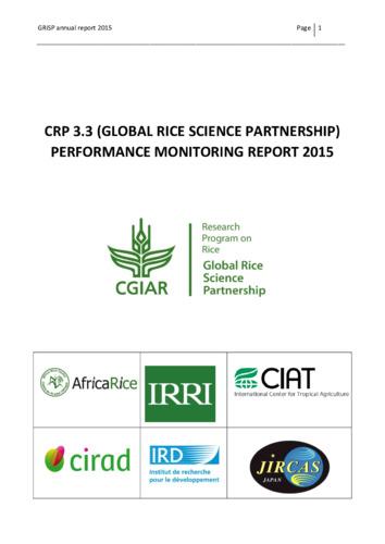 Annual report 2015: CGIAR Research Program on Rice