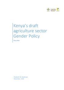 Policy note on Kenya’s draft agriculture sector Gender Policy
