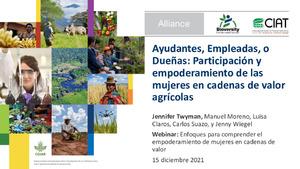 Ayudantes, empleadas, o dueñas: Participación y empoderamiento de las mujeres en cadenas de valor agrícolas