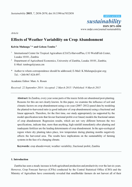 Effects of weather variability on crop abandonment