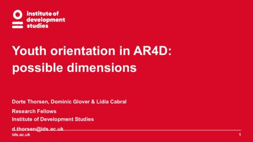 Youth orientation in AR4D: Possible dimensions