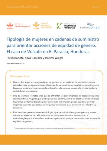 Tipología de mujeres en cadenas de suministro para orientar acciones de equidad de género. El caso de Volcafe en El Paraíso, Honduras