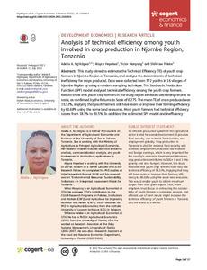 Analysis of technical efficiency among youth involved in crop production in Njombe Region, Tanzania