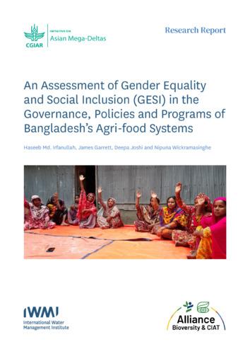 An assessment of Gender Equality and Social Inclusion (GESI) in the governance, policies and programs of Bangladesh’s agri-food systems