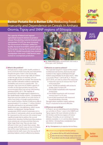 Better potato for a better life: Reducing food insecurity and dependence on cereals in Amhara Oromia, Tigray and SNNP regions of Ethiopia