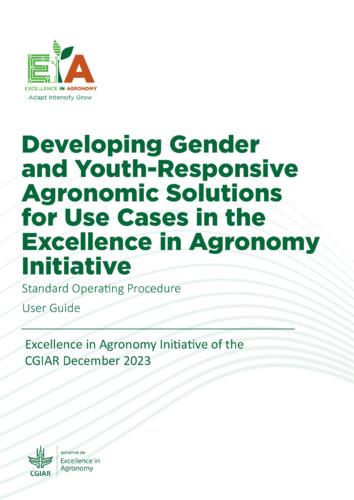 Developing Gender and Youth-Responsive Agronomic Solutions for Use Cases in the Excellence in Agronomy Initiative: Standard Operating Procedure