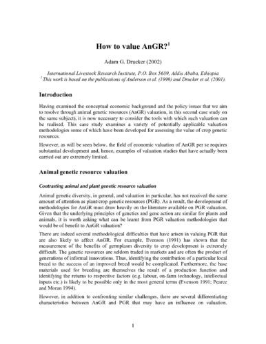 How to value animal genetic resources (AnGR)?