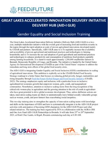 Feed the Future: gender equality and social inclusion training