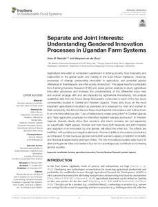 Separate and joint interests: Understanding gendered innovation processes in Ugandan farm systems