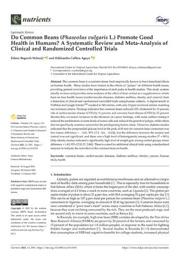 Do common beans (Phaseolus vulgaris L.) promote good health in humans? A systematic review and meta-analysis of clinical and randomized controlled trials