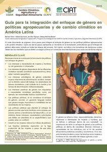 Guía para la integración del enfoque de género en políticas agropecuarias y de cambio climático en América Latina