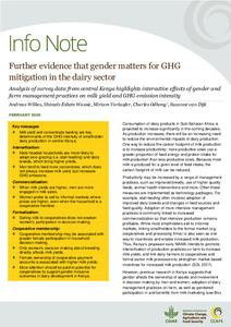 Further evidence that gender matters for GHG mitigation in the dairy sector: Analysis of survey data from central Kenya highlights interactive effects of gender and farm management practices on milk yield and GHG emission intensity