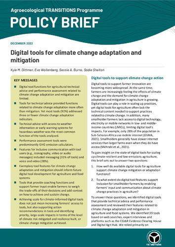 Digital tools for climate change adaptation and mitigation