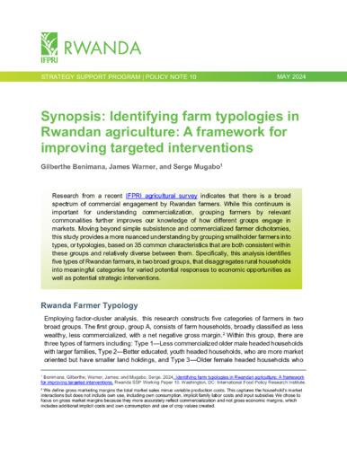 Synopsis: Identifying farm typologies in  Rwandan agriculture: A framework for  improving targeted interventions