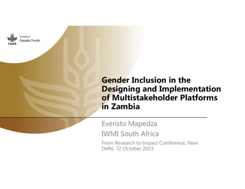 Gender inclusion in the designing and implementation of multistakeholder platforms in Zambia