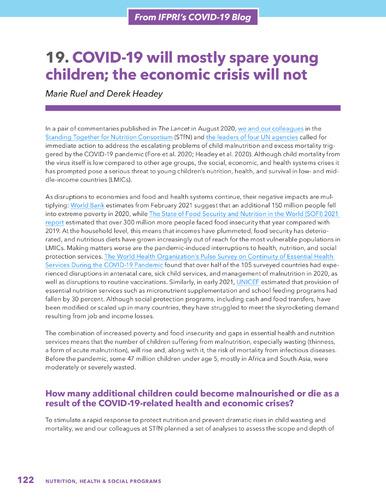 COVID-19 will mostly spare young children; the economic crisis will not
