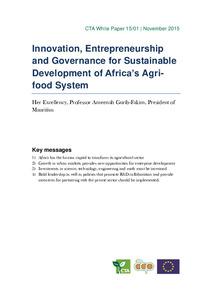 Innovation, Entrepreneurship and Governance for Sustainable Development of Africa’s Agri-food System