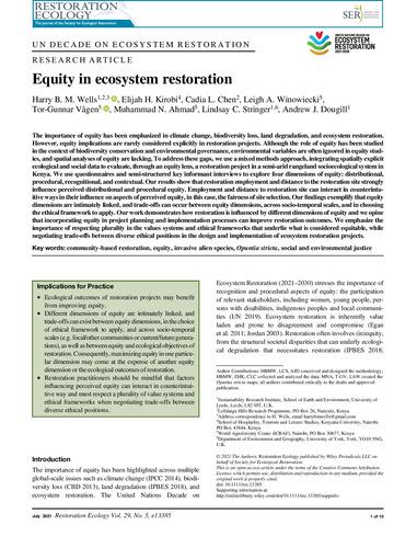 Equity in ecosystem restoration