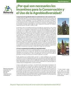 Hoja divulgativa 1: ¿Por qué son necesarios los incentivos para la conservación y el uso de la agrobiodiversidad?