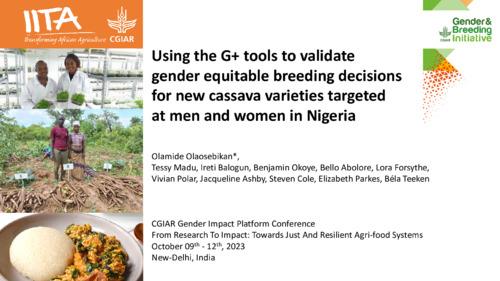 Using the G+ tools to validate gender equitable breeding decisions for new cassava varieties targeted at men and women in Nigeria