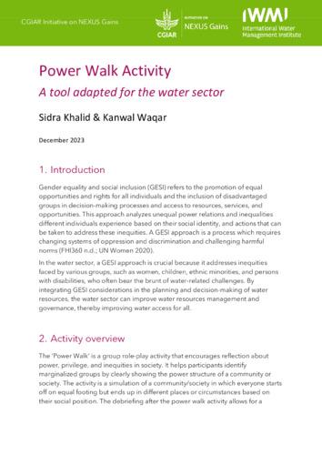 Power walk activity: a tool adapted for the water sector