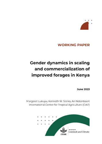 Gender dynamics in scaling and commercialization of improved forages in Kenya