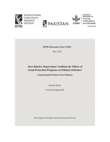 Does relative deprivation condition the effects of social protection programs on political support? Experimental evidence from Pakistan
